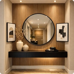 Wood panel with mirror