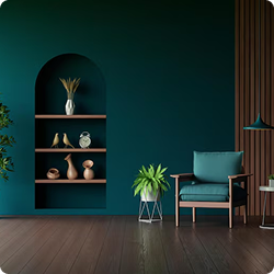 Teal Solid Wood Panel Feature Wall