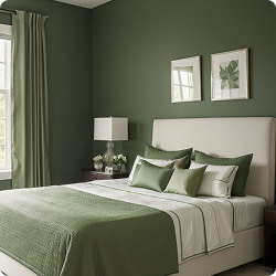 Green Solid Wood Panel Bedroom